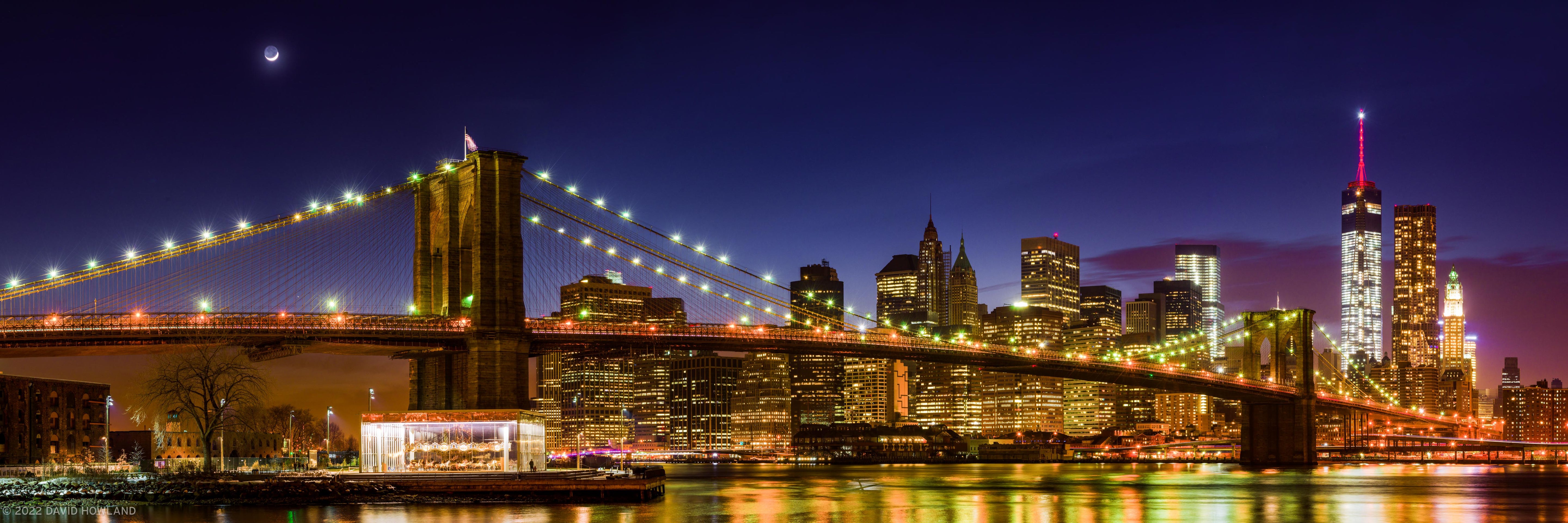 New York City Crescent Moonrise