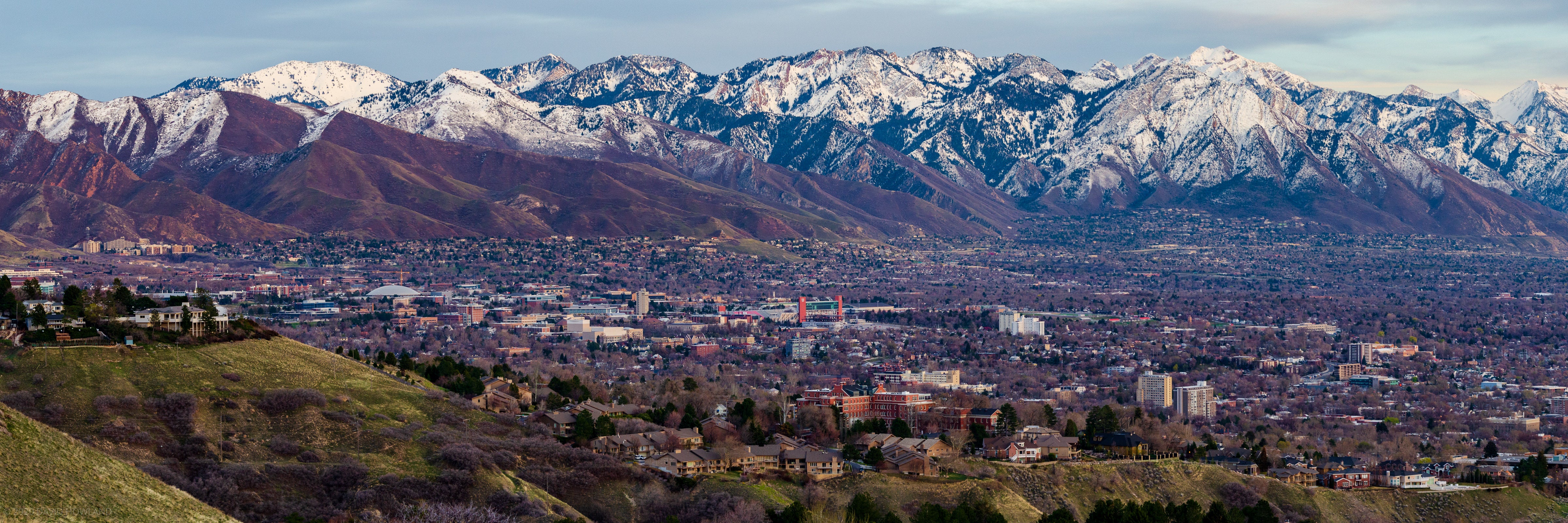 Salt Lake City and the Wasatch Range at Dusk