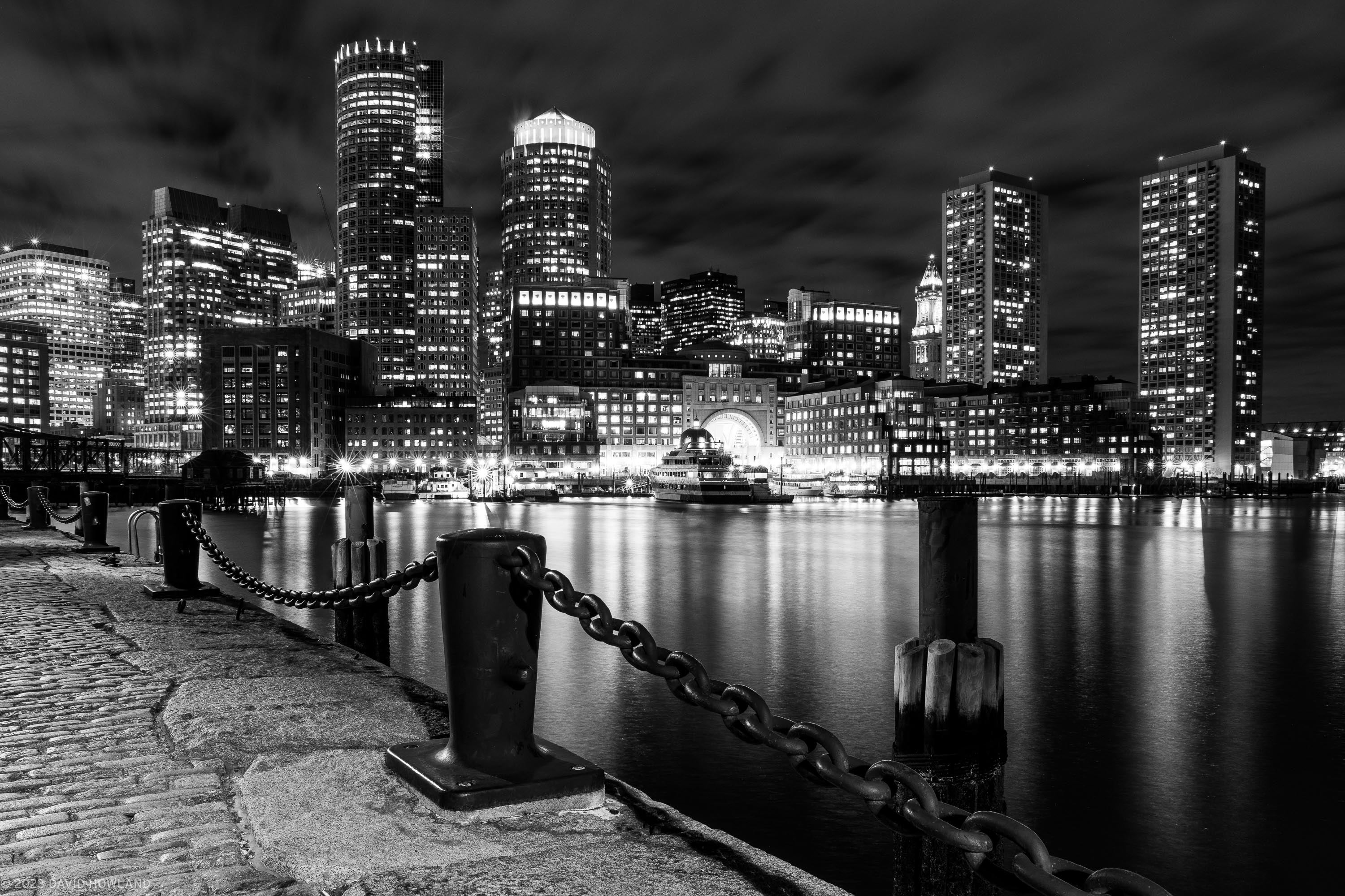 Black and White Boston Harbor