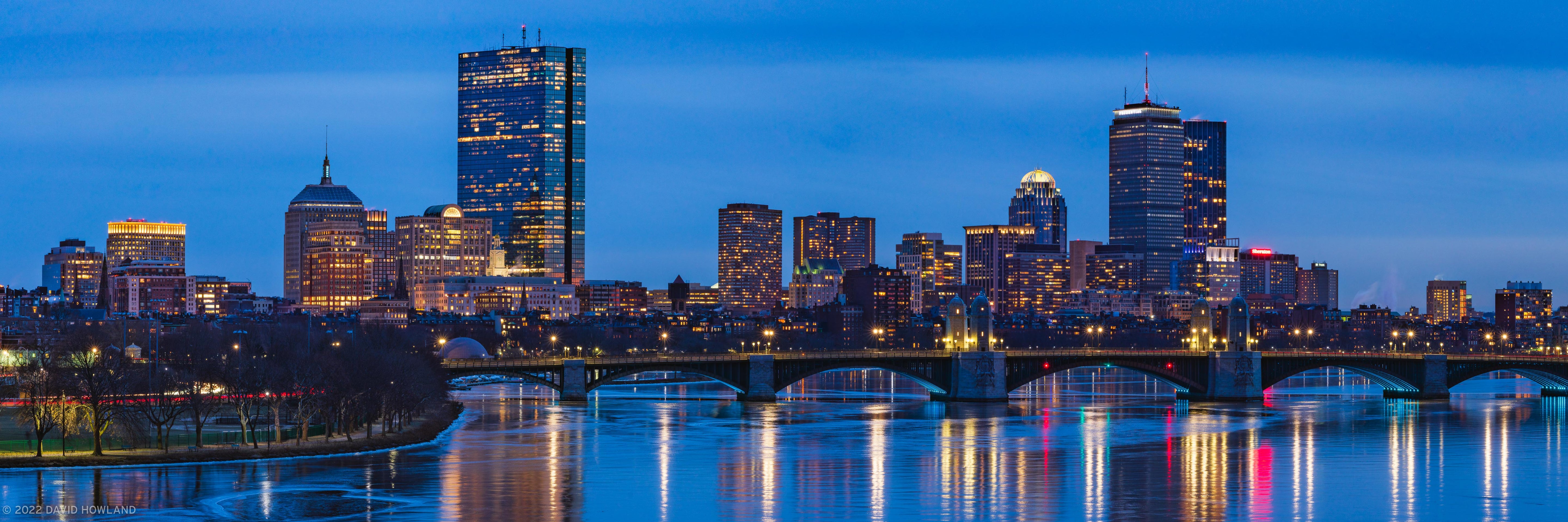 Frozen Charles River during Blue Hour