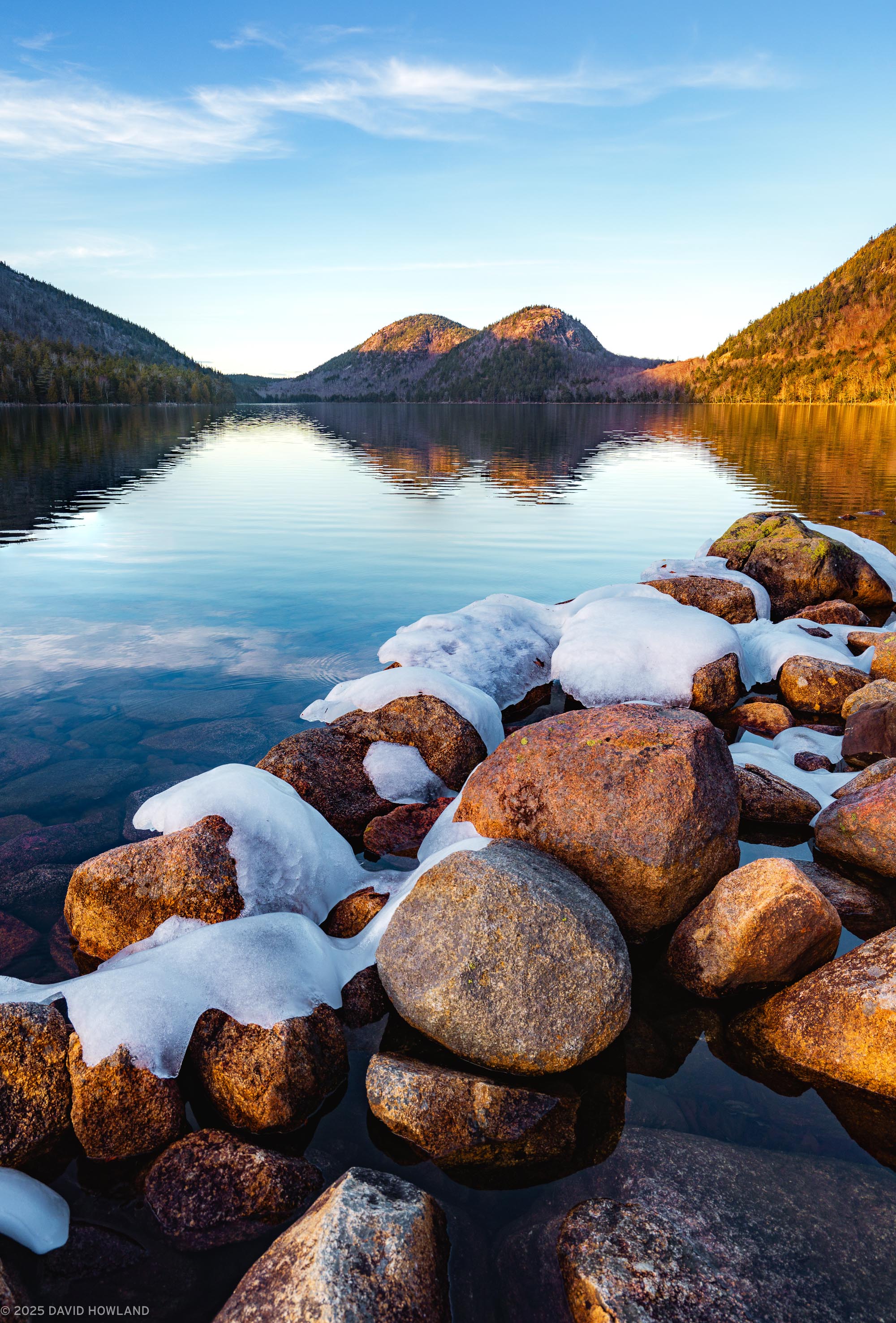 Icy Sunset at Jordan Pond 5x7 Note Card