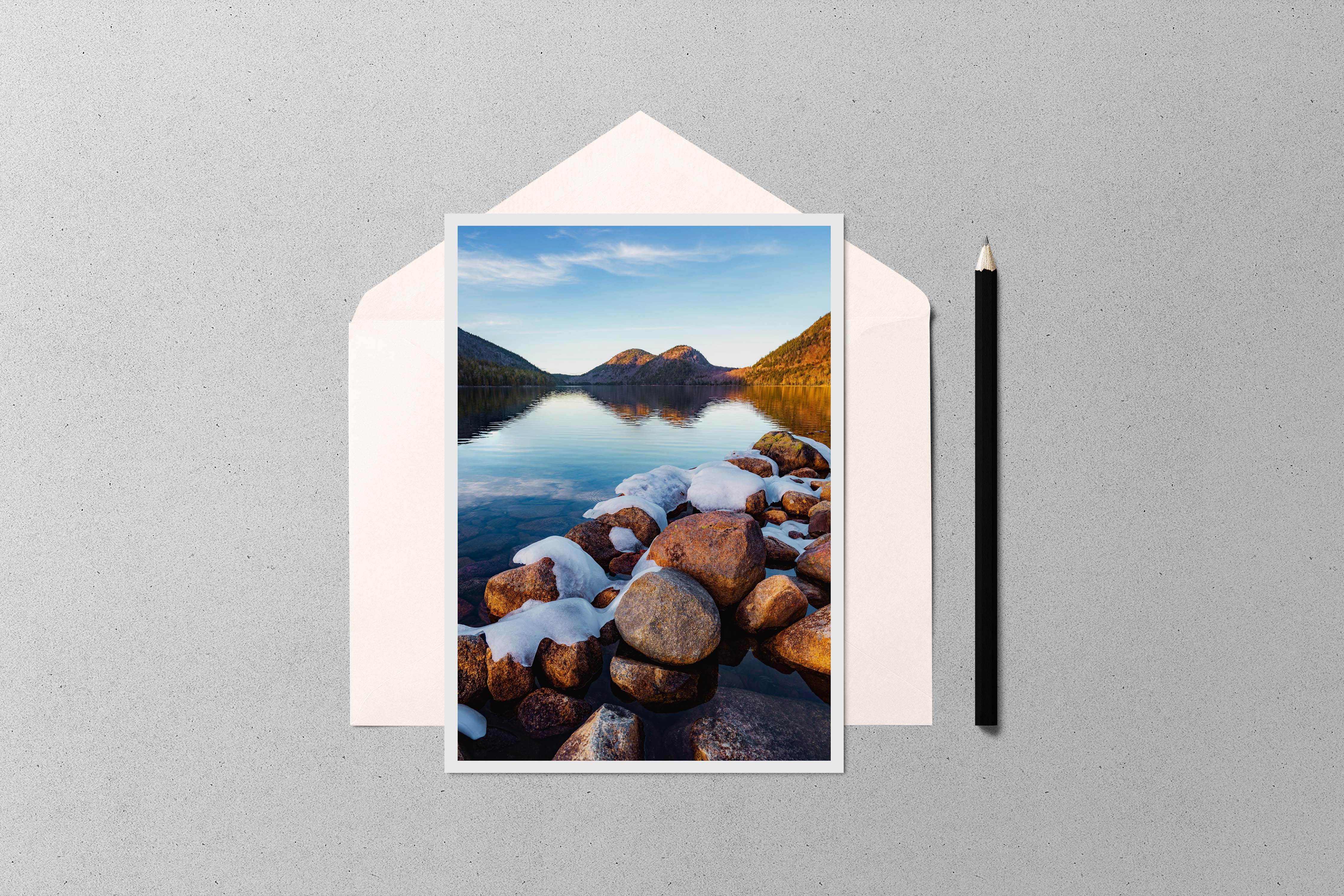 Icy Sunset at Jordan Pond 5x7 Note Card