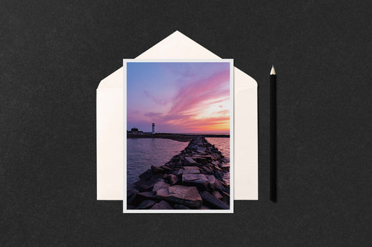 Sunrise at Scituate Lighthouse 5x7 Note Card